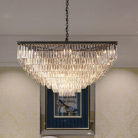 3/5/7-Tier Living Room Chandelier Lighting Square Crystal Shade - Rebooters