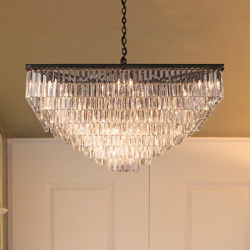 3/5/7-Tier Living Room Chandelier Lighting Square Crystal Shade - Rebooters