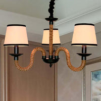 3-Light Pendant Lighting Loft Style Conic Shade Fabric Ceiling Light Fixture - Rebooters