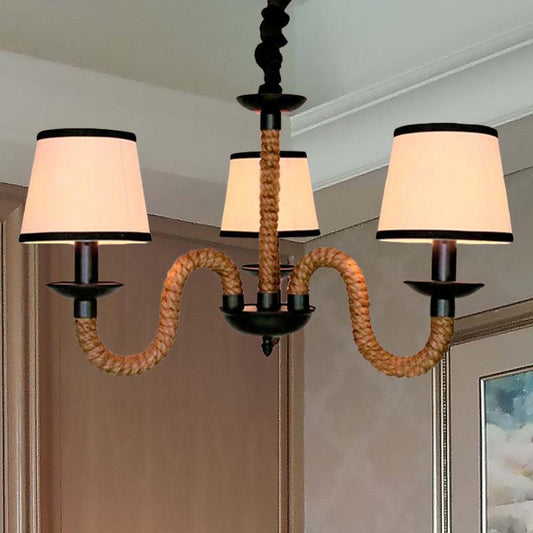 3-Light Pendant Lighting Loft Style Conic Shade Fabric Ceiling Light Fixture - Rebooters