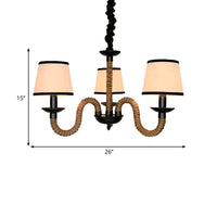 3-Light Pendant Lighting Loft Style Conic Shade Fabric Ceiling Light Fixture - Rebooters