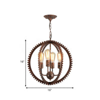 4 Heads Circle Frame Chandelier Light Fixture Rustic Industrial Black/Rust Iron Ceiling Lighting - Rebooters