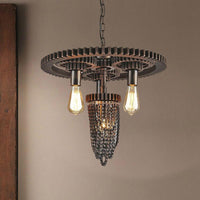 4 Lights Chandelier Lamp Vintage Style Gear Design Iron Pendant Lighting - Rebooters