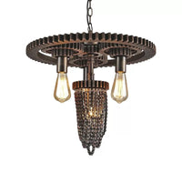4 Lights Chandelier Lamp Vintage Style Gear Design Iron Pendant Lighting - Rebooters