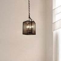 4/5 Lights Caged Pendant Lighting with Mesh Screen Black Metal - Rebooters