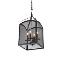 4/5 Lights Caged Pendant Lighting with Mesh Screen Black Metal - Rebooters