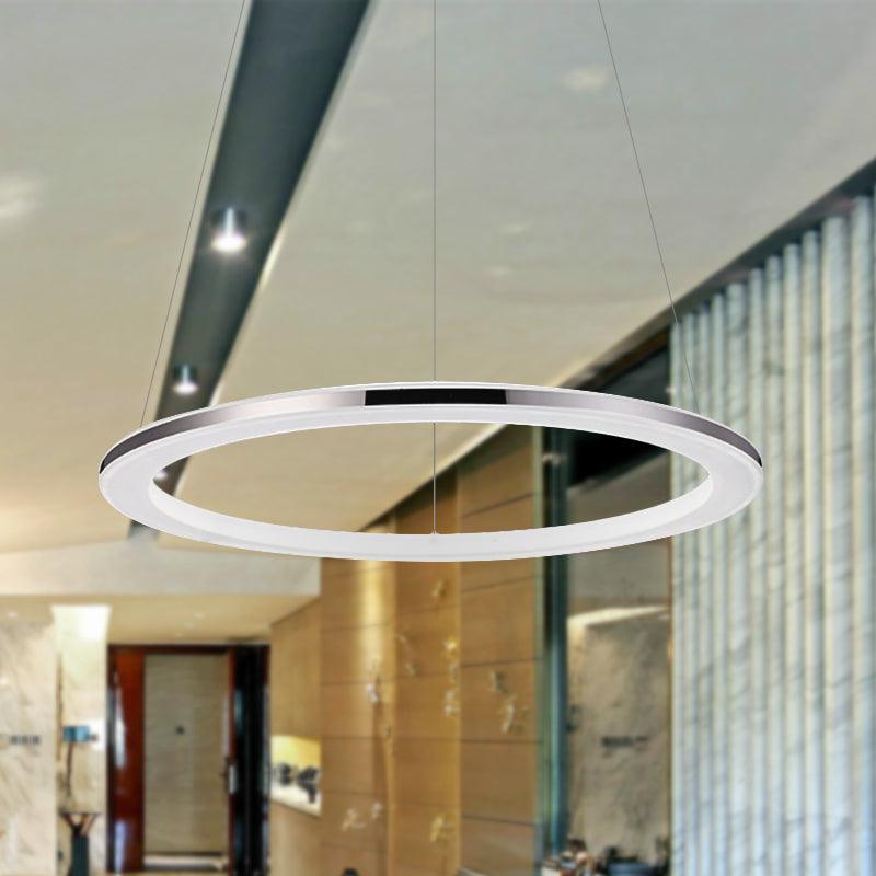 Acrylic Round Ceiling Pendant Contemporary LED Silver Chandelier - Rebooters