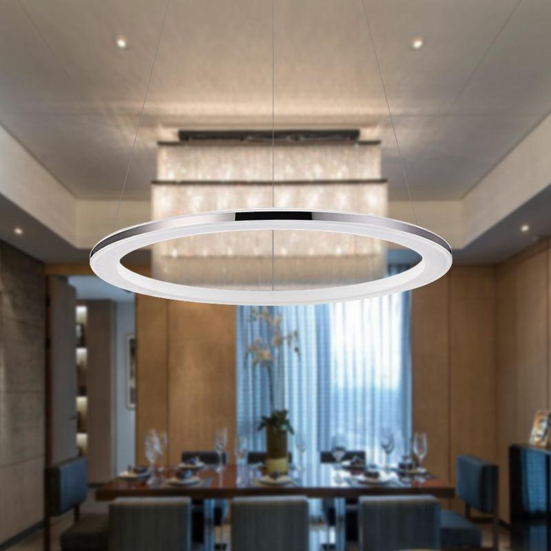 Acrylic Round Ceiling Pendant Contemporary LED Silver Chandelier - Rebooters