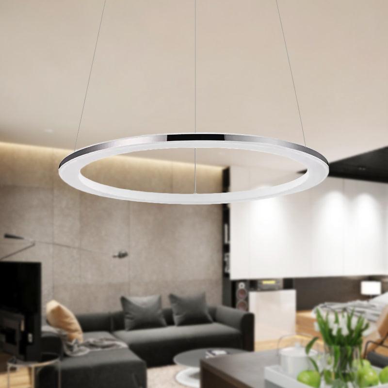 Acrylic Round Ceiling Pendant Contemporary LED Silver Chandelier - Rebooters