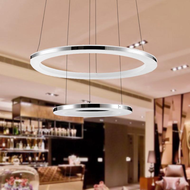 Acrylic Round Ceiling Pendant Contemporary LED Silver Chandelier - Rebooters
