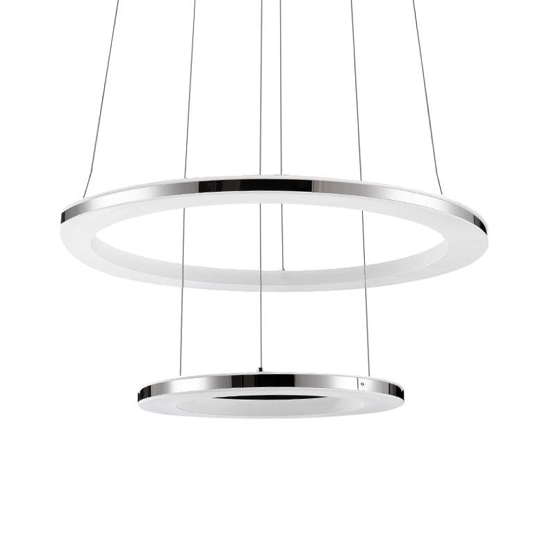 Acrylic Round Ceiling Pendant Contemporary LED Silver Chandelier - Rebooters