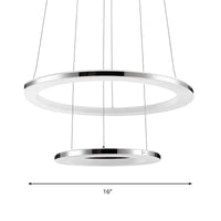 Acrylic Round Ceiling Pendant Contemporary LED Silver Chandelier - Rebooters
