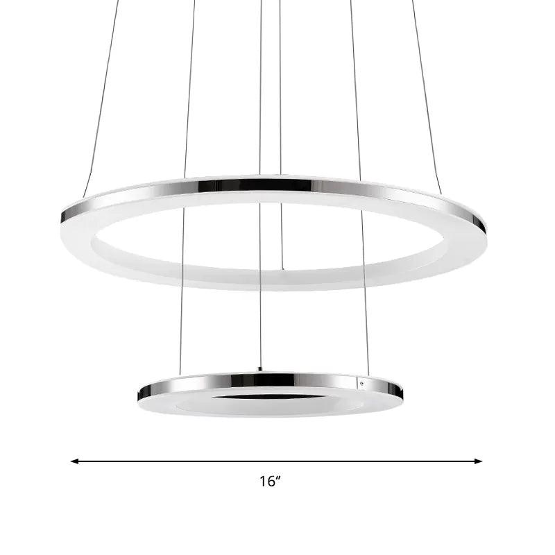 Acrylic Round Ceiling Pendant Contemporary LED Silver Chandelier - Rebooters