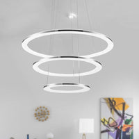 Acrylic Round Ceiling Pendant Contemporary LED Silver Chandelier - Rebooters