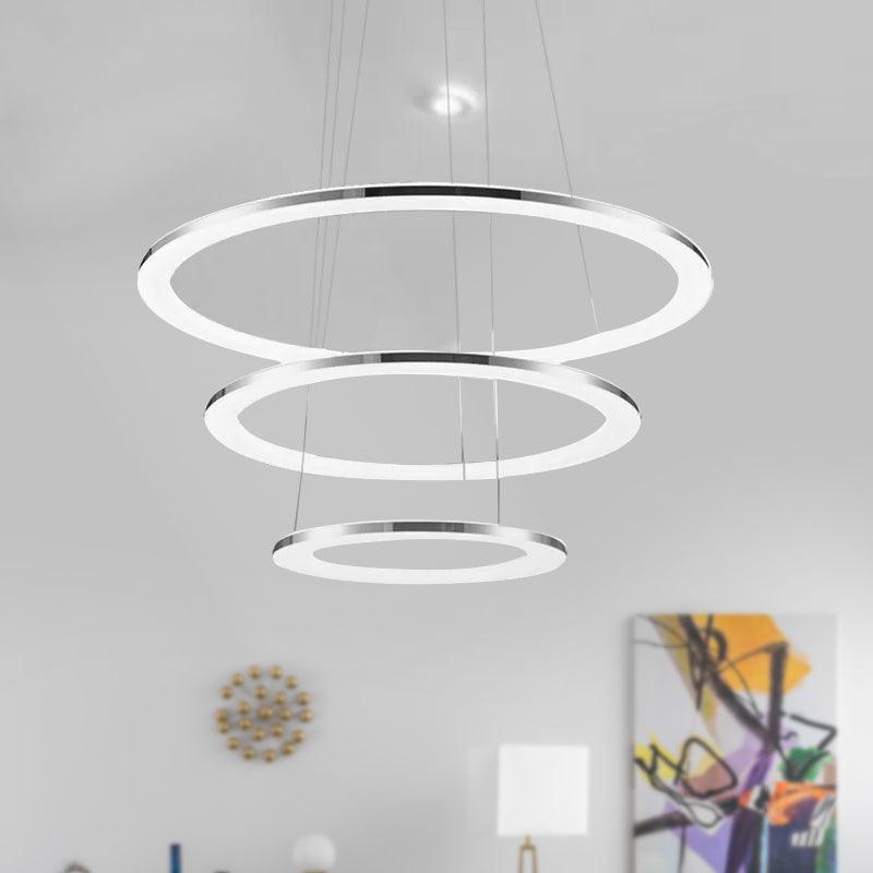Acrylic Round Ceiling Pendant Contemporary LED Silver Chandelier - Rebooters