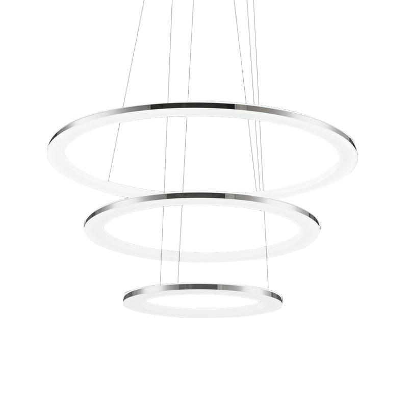 Acrylic Round Ceiling Pendant Contemporary LED Silver Chandelier - Rebooters