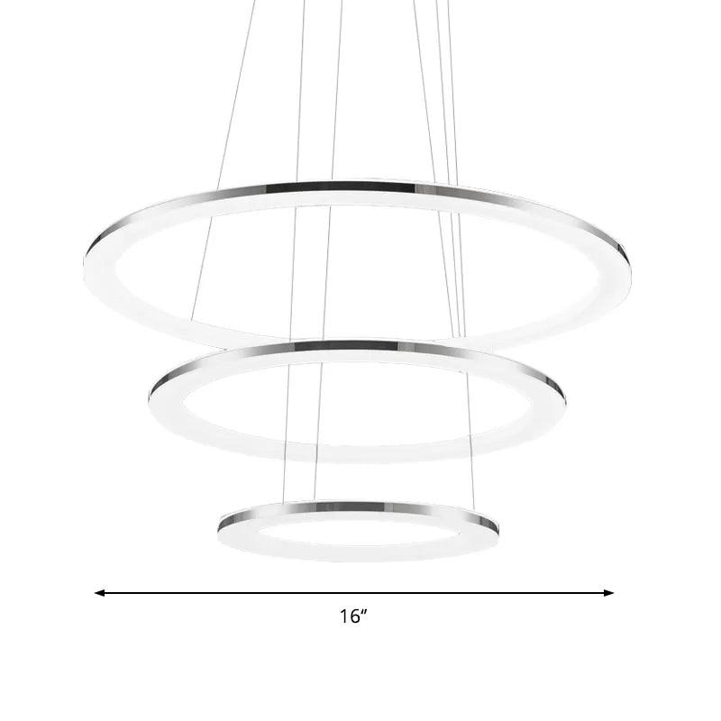Acrylic Round Ceiling Pendant Contemporary LED Silver Chandelier - Rebooters