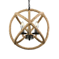 Beige Chandeliers for Bedrooms Rope Globe Cage Lamp - Rebooters