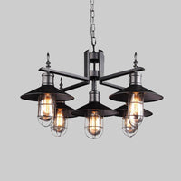 Antiqued Wide Flared Pendant Chandelier Metal 6 Heads Caged Drop Light - Rebooters