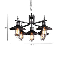 Antiqued Wide Flared Pendant Chandelier Metal 6 Heads Caged Drop Light - Rebooters