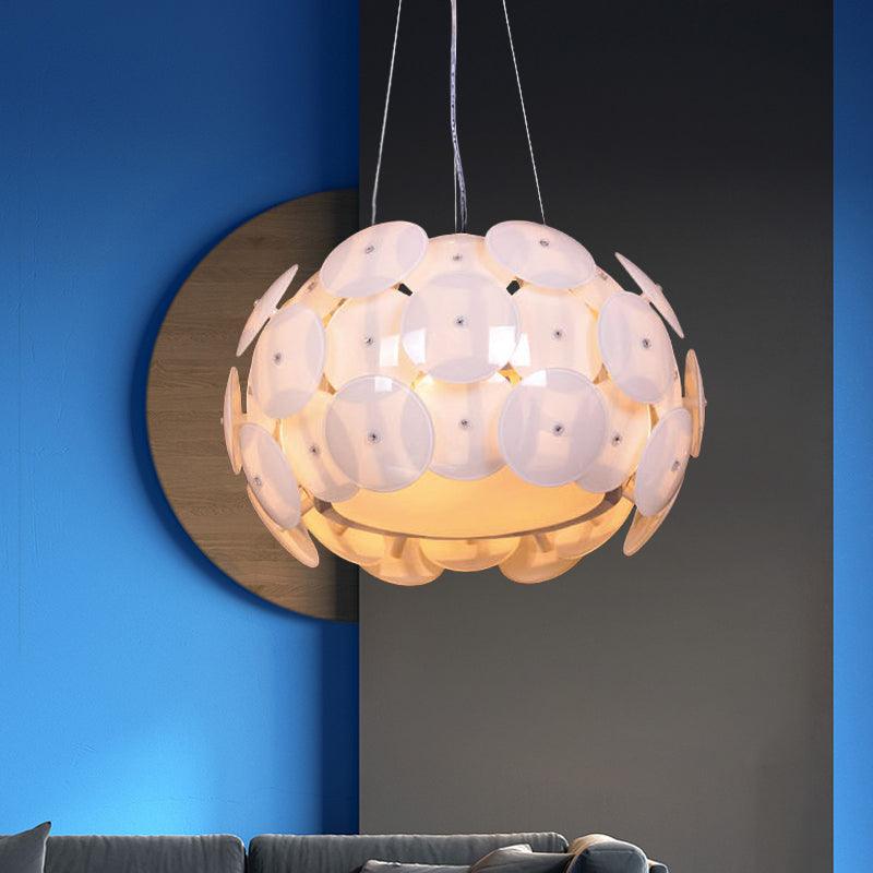 4 Heads Bedroom Hanging Light Modern White Pendant Chandelier - Rebooters