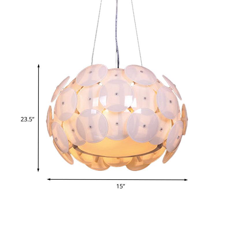 4 Heads Bedroom Hanging Light Modern White Pendant Chandelier - Rebooters