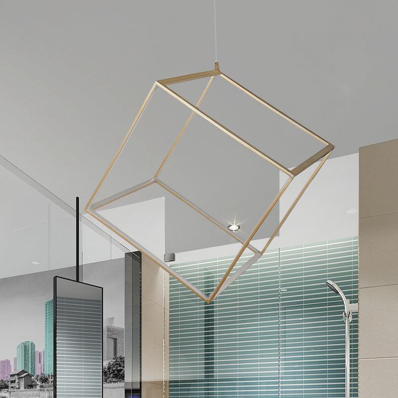 Aluminum Cubic Frame Chandelier Minimalist LED Ceiling Light - Rebooters