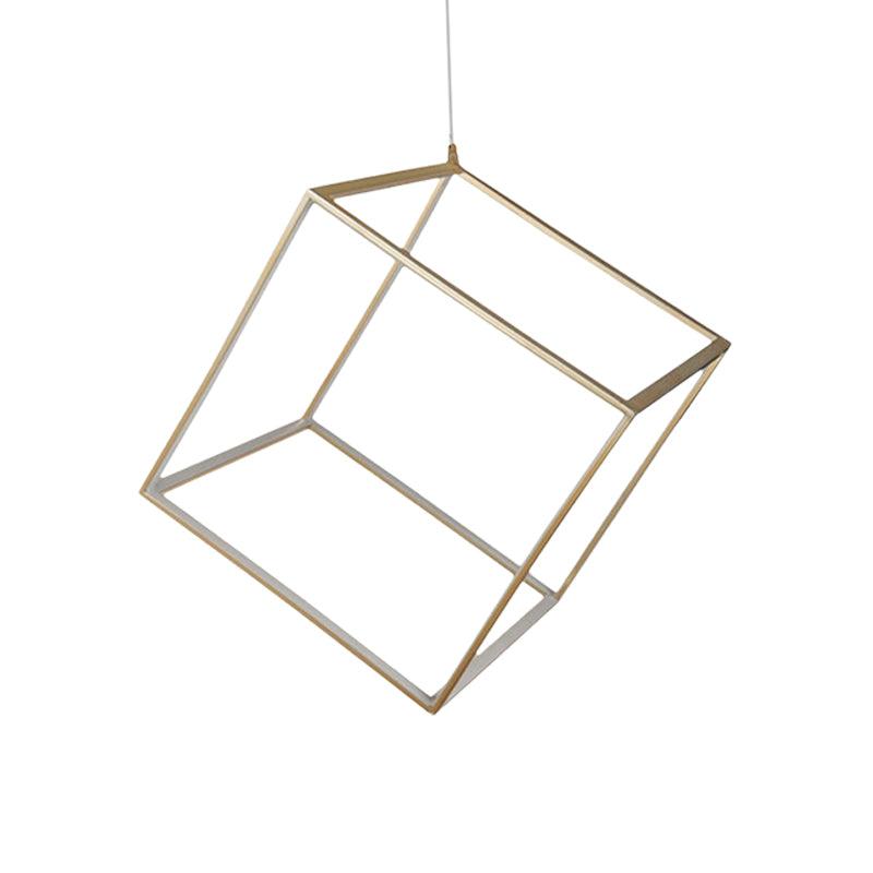 Aluminum Cubic Frame Chandelier Minimalist LED Ceiling Light - Rebooters
