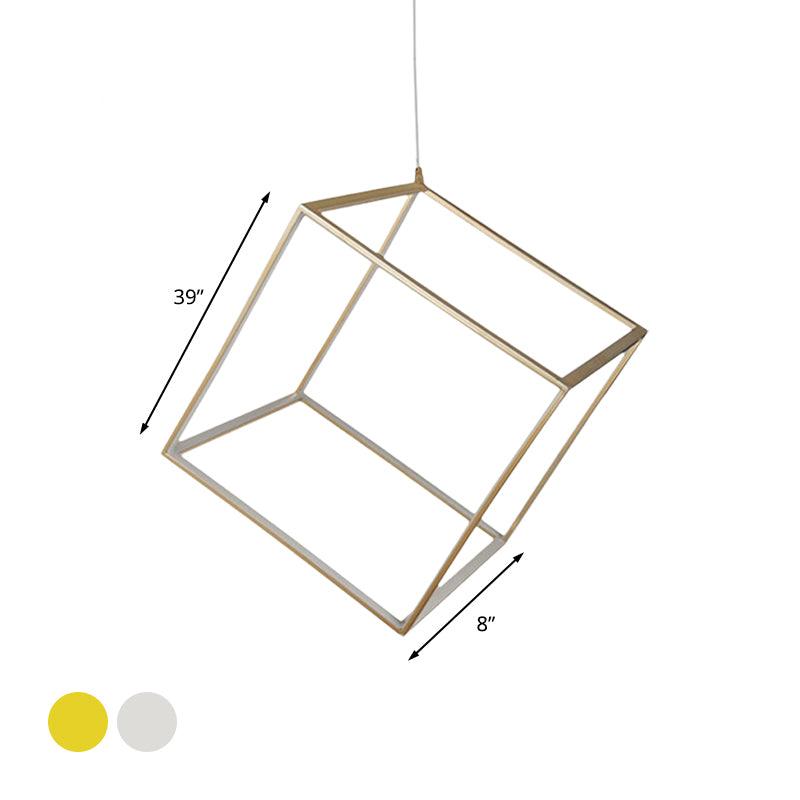 Aluminum Cubic Frame Chandelier Minimalist LED Ceiling Light - Rebooters