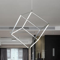Aluminum Cubic Frame Chandelier Minimalist LED Ceiling Light - Rebooters