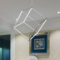 Aluminum Cubic Frame Chandelier Minimalist LED Ceiling Light - Rebooters