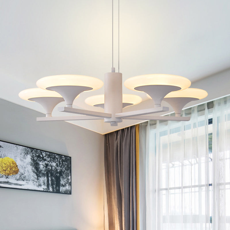 White Radial Chandelier Pendant Light Modern 5 Heads 23.5"/28" Wide Acrylic LED Up Hanging Lamp - Rebooters