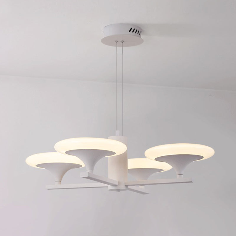 White Radial Chandelier Pendant Light Modern 5 Heads 23.5"/28" Wide Acrylic LED Up Hanging Lamp - Rebooters