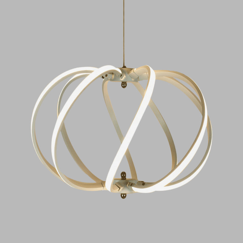 White Drum Cage Chandelier Lighting Modernism LED Acrylic Ceiling Pendant - Rebooters