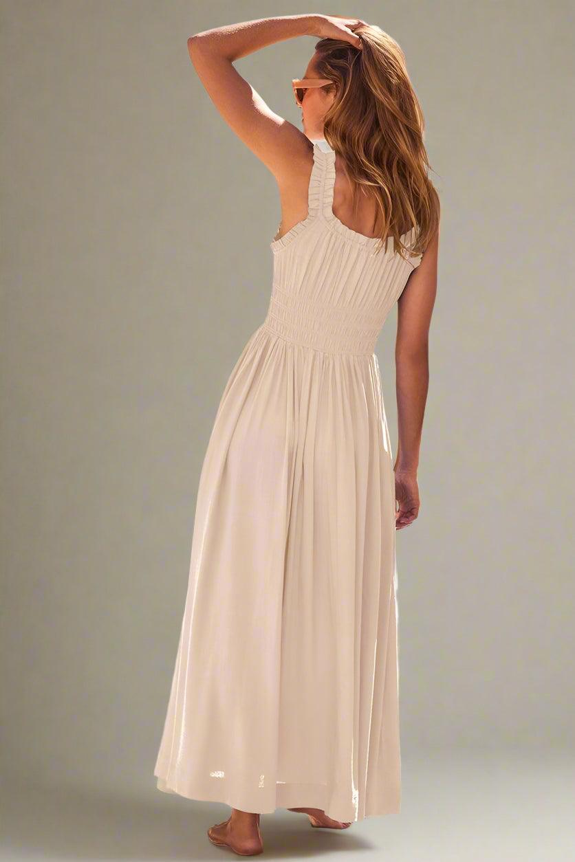 Matilda Sleeveless Maxi Dress with Flattering Ruched Detailing - Rebooters -Women's Dresses
