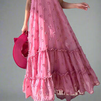 Daisy Loose-Fit Maxi Dress with Floral Décor and Flow Rebooters Maxi Women's Dresses