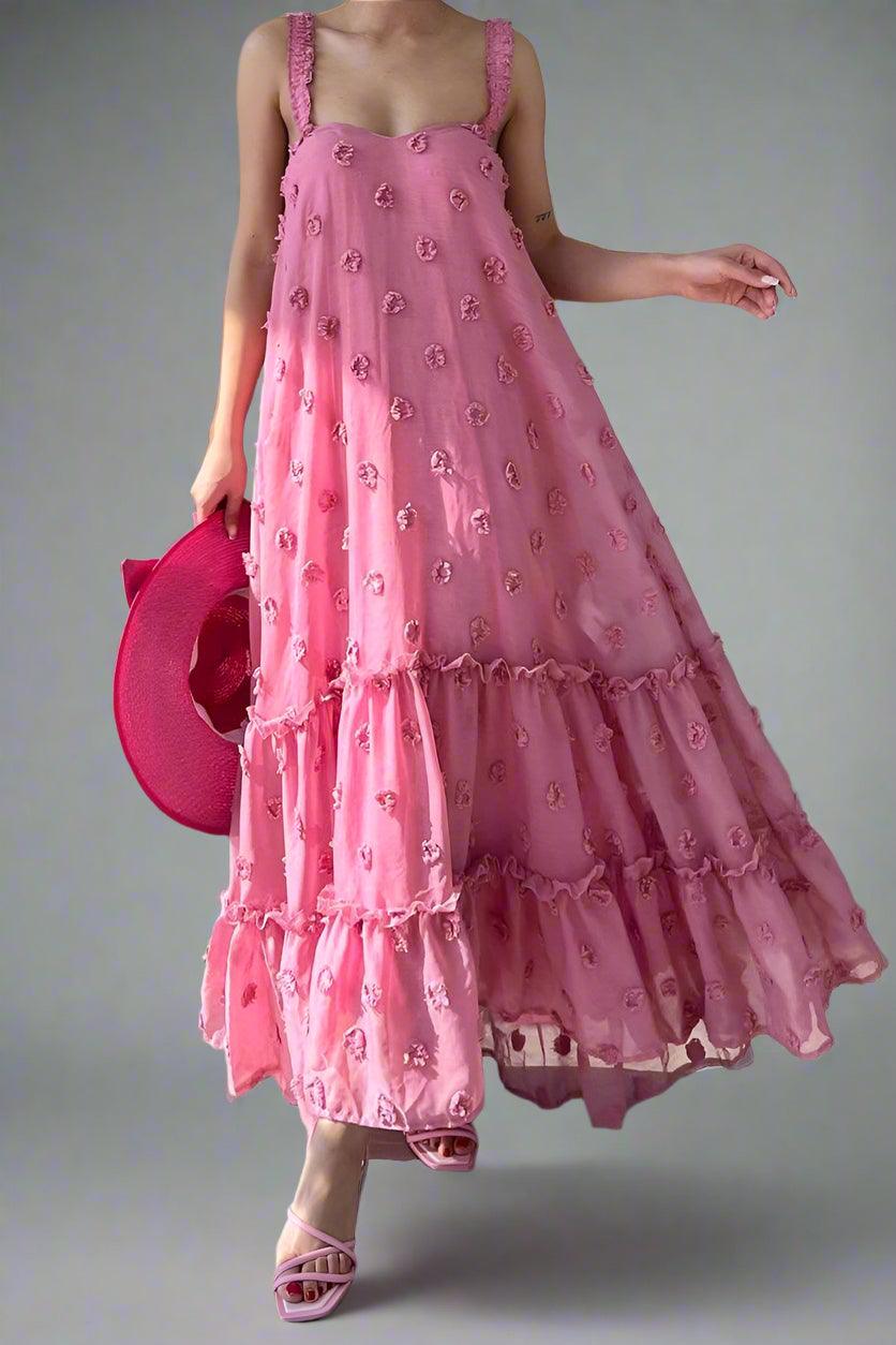 Daisy Loose-Fit Maxi Dress with Floral Décor and Flow Rebooters Maxi Women's Dresses