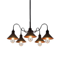 5 Lights Chandelier Lamp Antique Conic Shade Black Fixture - Rebooters