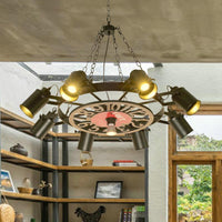 8 Lights Cylinder Chandelier Lighting Vintage Black Finish - Rebooters