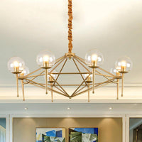 8-Light Ceiling Lamp with Diamond Shape Glass Chandelier Gold - Rebooters