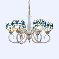 3/6/8 Lights Lodge Domed Stained Glass Pendant Chandelier - Rebooters