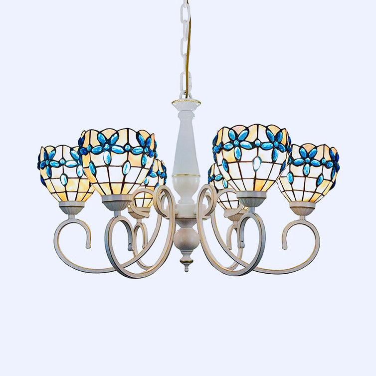 3/6/8 Lights Lodge Domed Stained Glass Pendant Chandelier - Rebooters