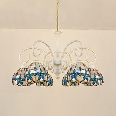 3/6/8 Lights Lodge Domed Stained Glass Pendant Chandelier - Rebooters