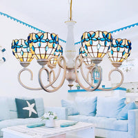 3/6/8 Lights Lodge Domed Stained Glass Pendant Chandelier - Rebooters