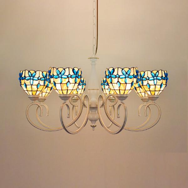 3/6/8 Lights Lodge Domed Stained Glass Pendant Chandelier - Rebooters