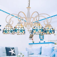 3/6/8 Lights Lodge Domed Stained Glass Pendant Chandelier - Rebooters