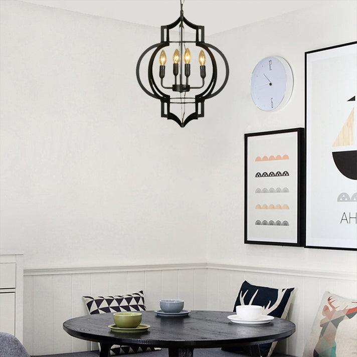 4/6 Bulbs Chandelier Light Vintage Style Lantern Cage Shade - Rebooters