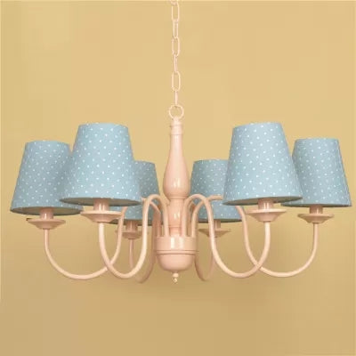Tapered Shade Nursing Room Chandelier Metallic Kids Suspension Light in Pink Finish - Rebooters