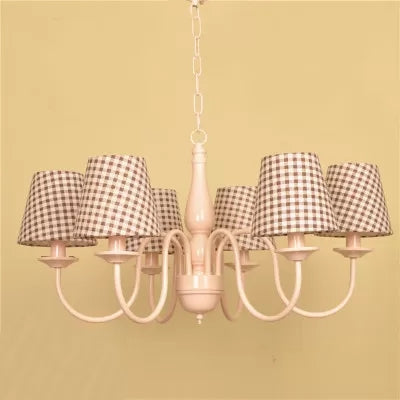 Tapered Shade Nursing Room Chandelier Metallic Kids Suspension Light in Pink Finish - Rebooters