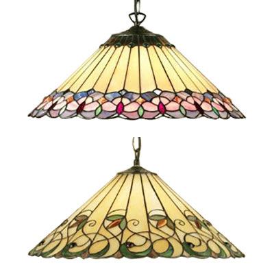 Baroque Conical Down Lighting 1 Head Pink Green Pendant Light - Rebooters